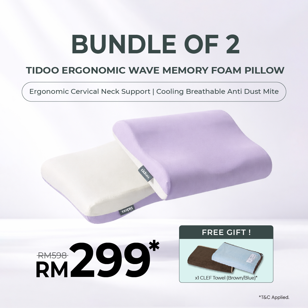 [Bundle of 2] Tidoo byUrbanLab Ergonomic Wave Memory Foam Pillow