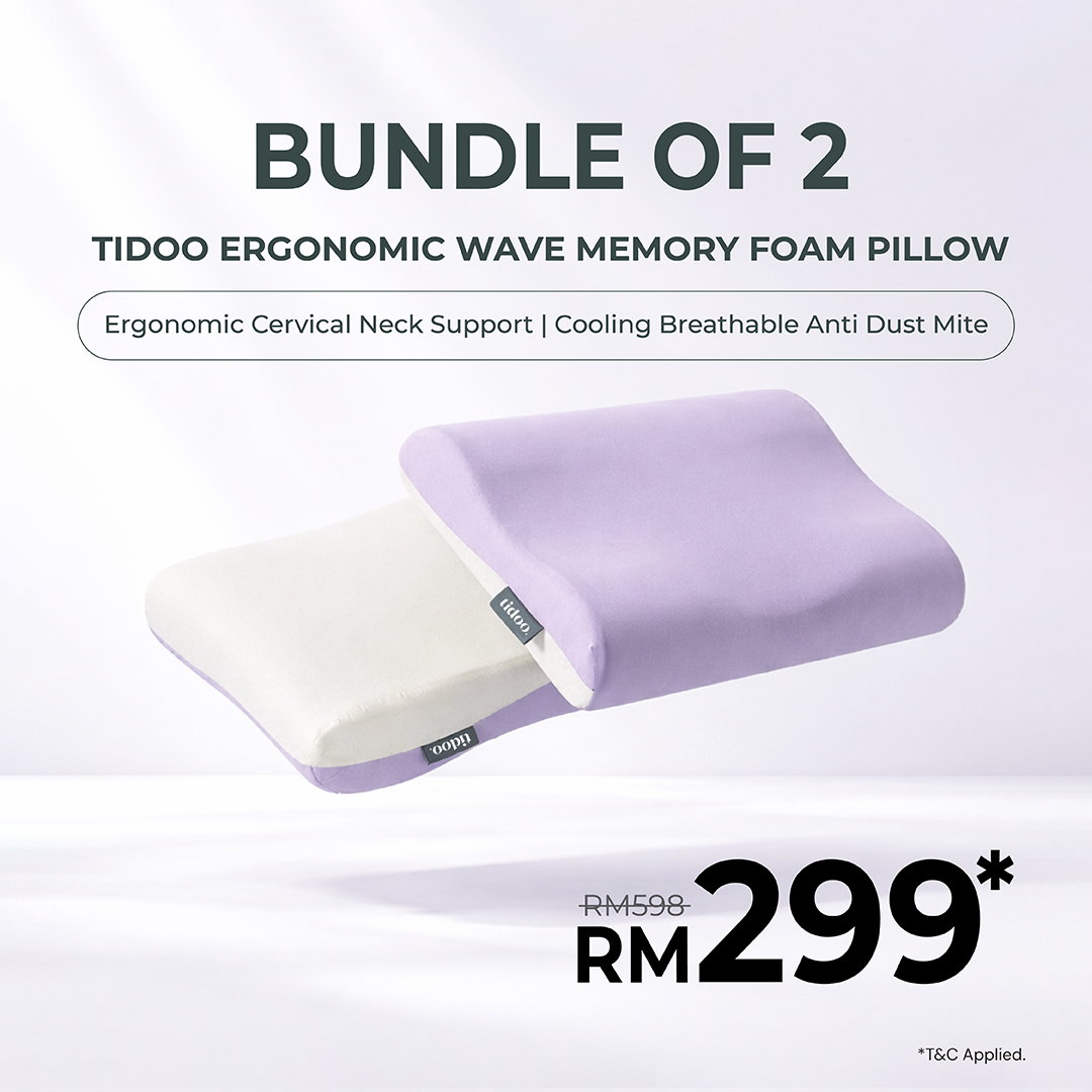 [Bundle of 2] Tidoo byUrbanLab Ergonomic Wave Memory Foam Pillow